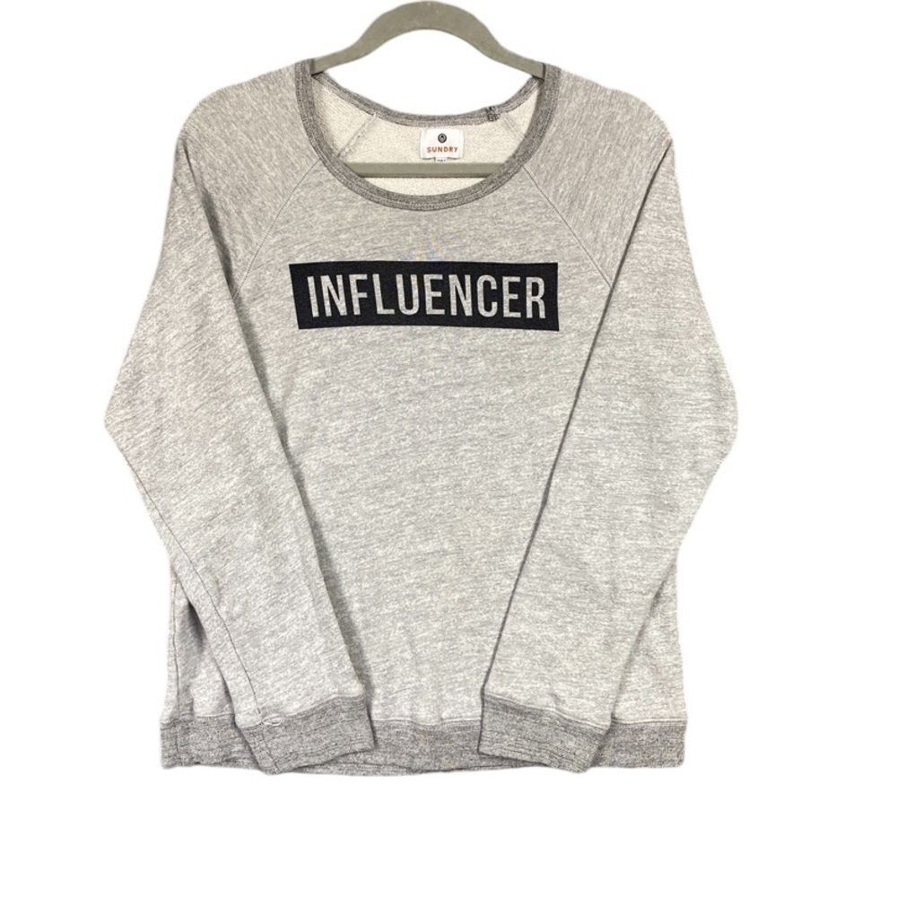 Sundry Sweatshirt Womens Size 2 / M Gray "Influencer" Crewneck Box Logo